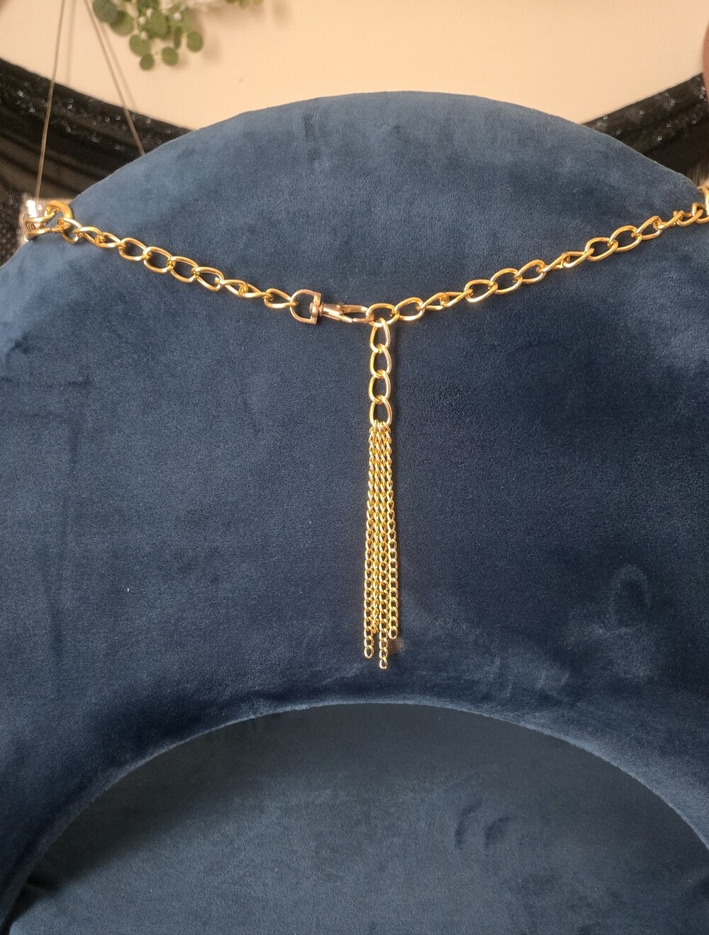 Gold Tone Link Chain Tassel Belt 32"